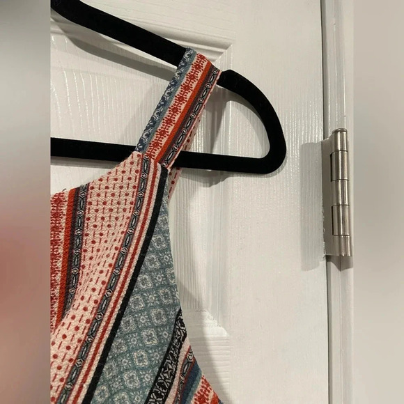 Knit Works Girls Rust Navy Pattern Tie Peplum Front Stretch Tank Top Size XL - Picture 3 of 10